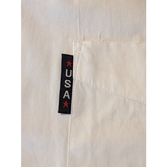 Vintage David Paul New York White Button Up USA Blouse W/ Flag Back Mens XL - Picture 6 of 11